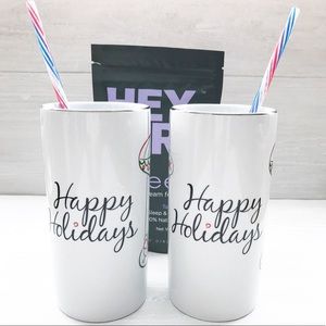 FOOD NETWORK “Happy Holidays” Christmas Tall Coffee Cups (Set of 2)